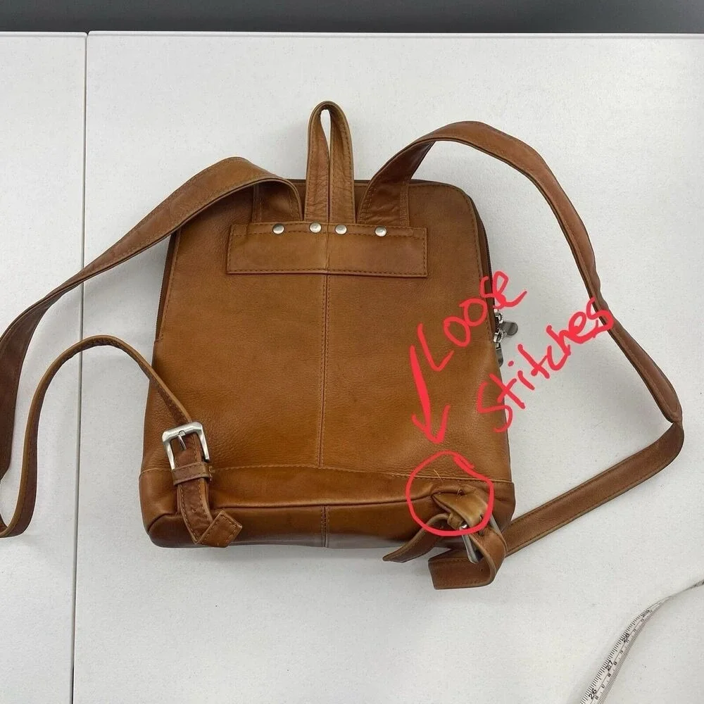 Le‎ Donne Genuine Leather Collection Riverwalk Backpack Brown Travel Distressed